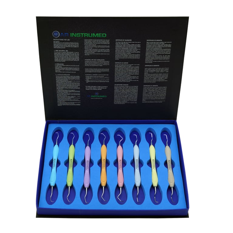 AR Instrumed Standard Gracey Set, Stainless Steel with Titanium Coated Tips, 8/Pk. Deliver