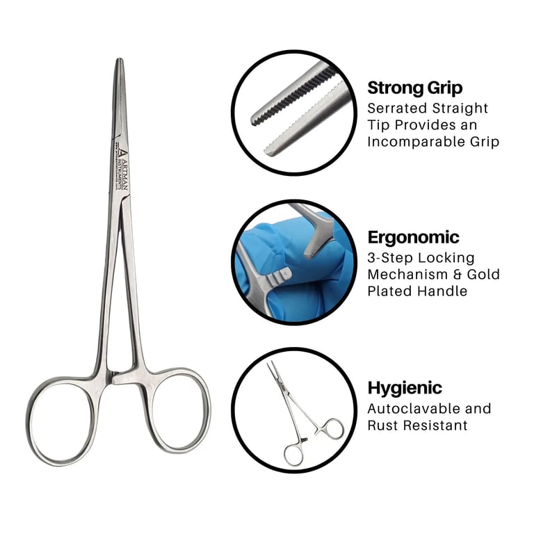 Artman Instruments Hemostat Artery Forceps, Strai