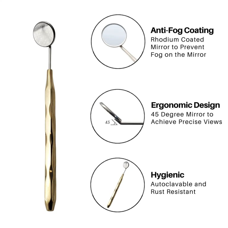 Artman Instruments Dental Mirrors, Gold Plated, #