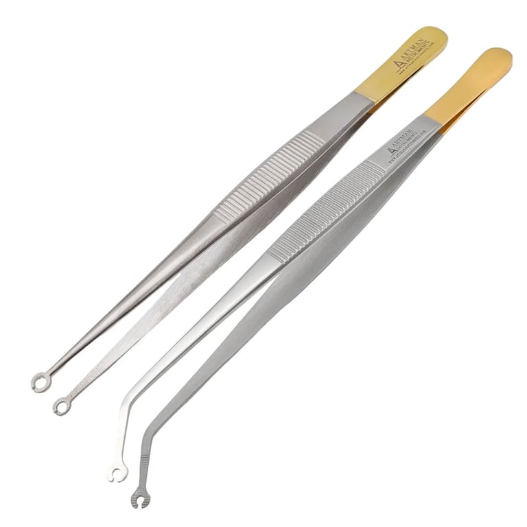 Artman Instruments Corn Suturing Tweezers, Curved & Straight, 2/Pk. Corn Suture Tweezers apply