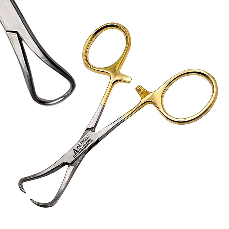 Artman Instruments Backhaus Towel Clamp Forceps, Gold Plated, 3.5", 3/Pk. Designed for tissue