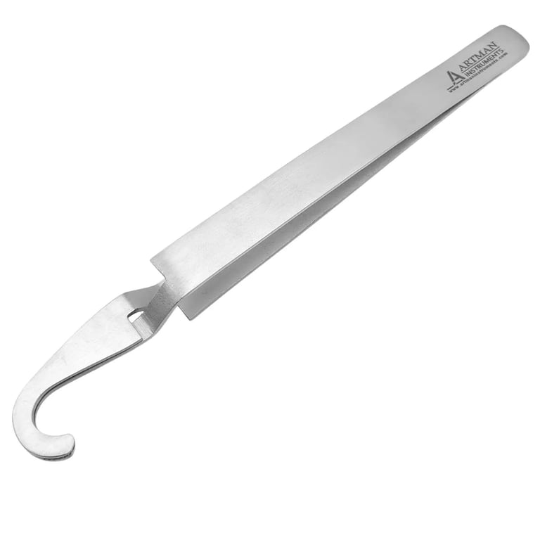 Artman Instruments Lingual Button Self Holder Tweezers, 1/Pk. The fine curved tip with serrated