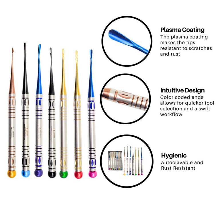 Artman Instruments Mini Root Elevators, 7/Pk