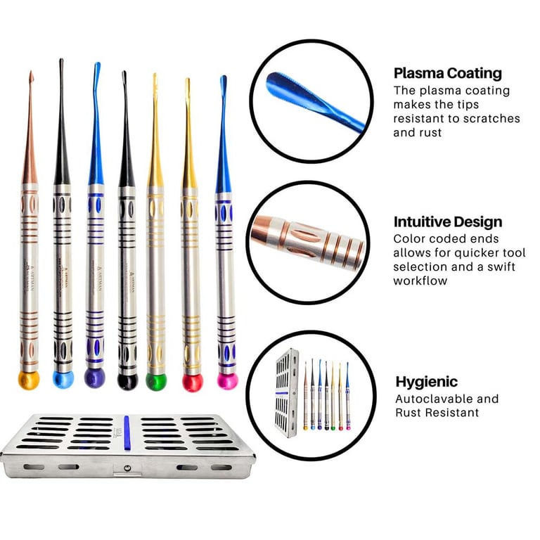 Artman Instruments Mini Root Elevators Set. Inclu