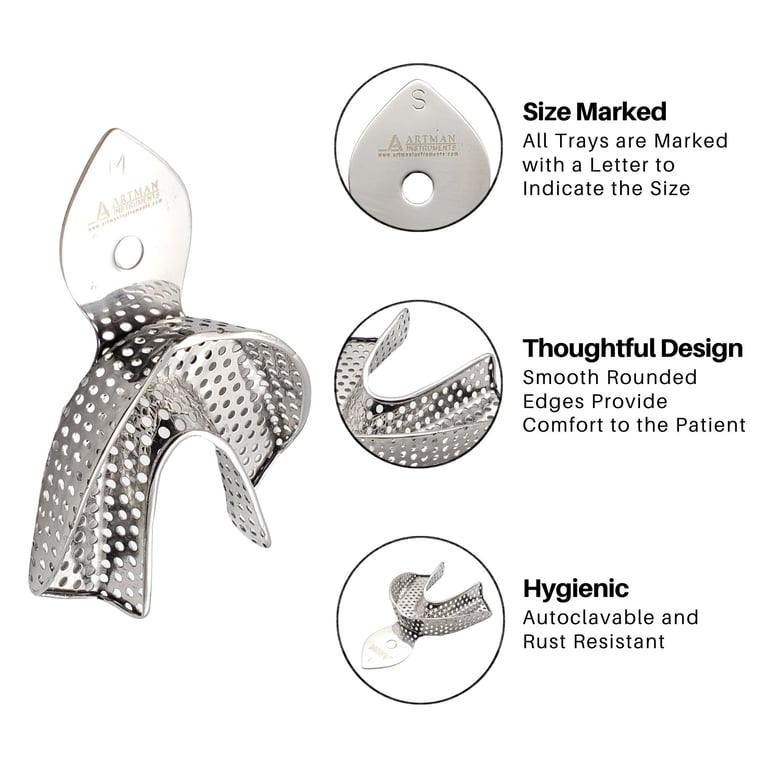 Vassoi Per Impressioni Dentali Acciaio Inox Traforati Autoclavabili Set - Foto 2