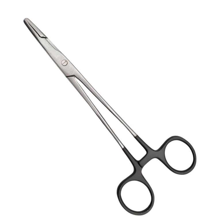 Artman Instruments Olsen Hegar Needle Holder, 6", Black Plasma, 1/Pk. Features a serrated tip