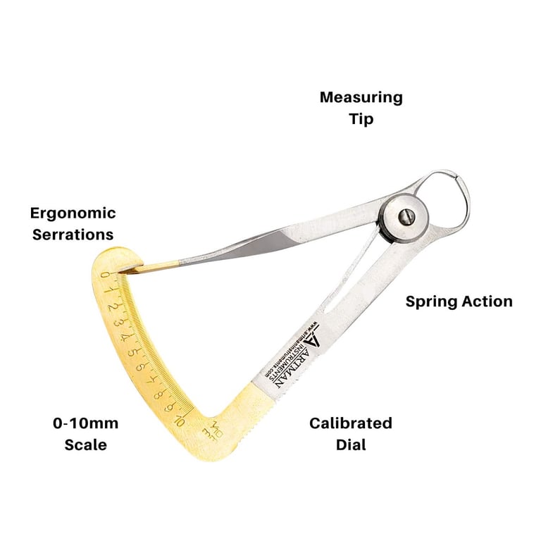 Artman Instruments German Steel Wax Caliper, Gold