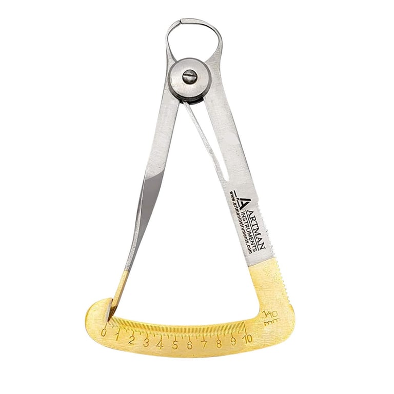 Artman Instruments German Steel Wax Caliper, Gold-Tone, 1/Pk. Measures the thickness of wax