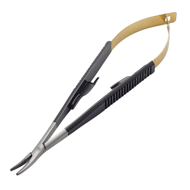 Artman Instruments 5.5" Stainless Steel Castroviejo Micro Needle and Suture Holder, Curved Tip