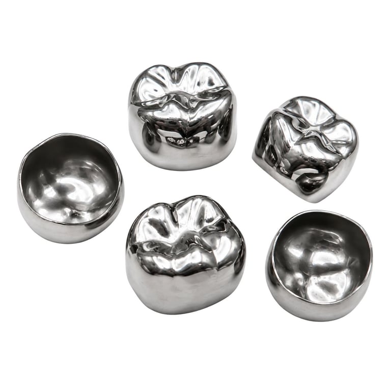 Artman Instruments #E4 Stainless Steel Upper Left 1st Primary Molar Crown, 5/Pk. Anatomically