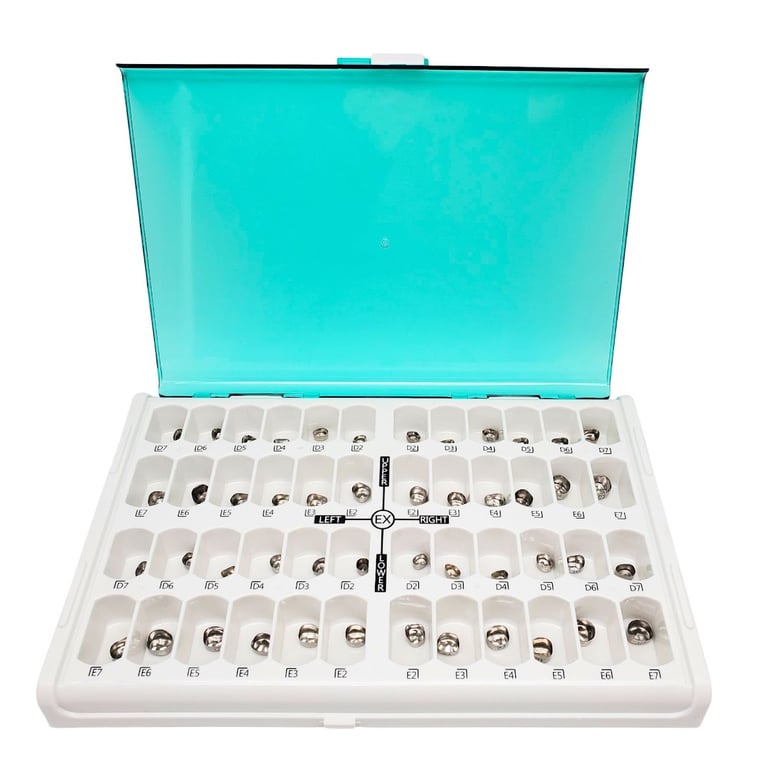 Artman Instruments Stainless Steel Pediatric Crown Assortment Kit. Includes: 48 preformed primary