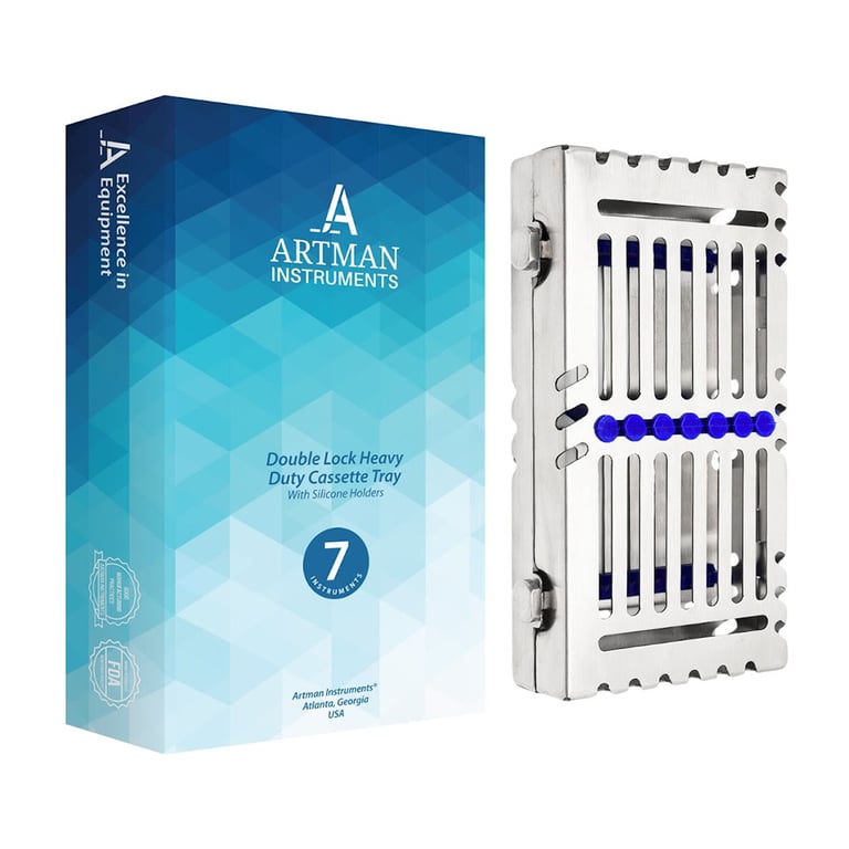 Artman Instruments 7" x 4" x 1.4" Stainless Steel 7 Instruments Sterilization Cassette Tray, 1/Pk