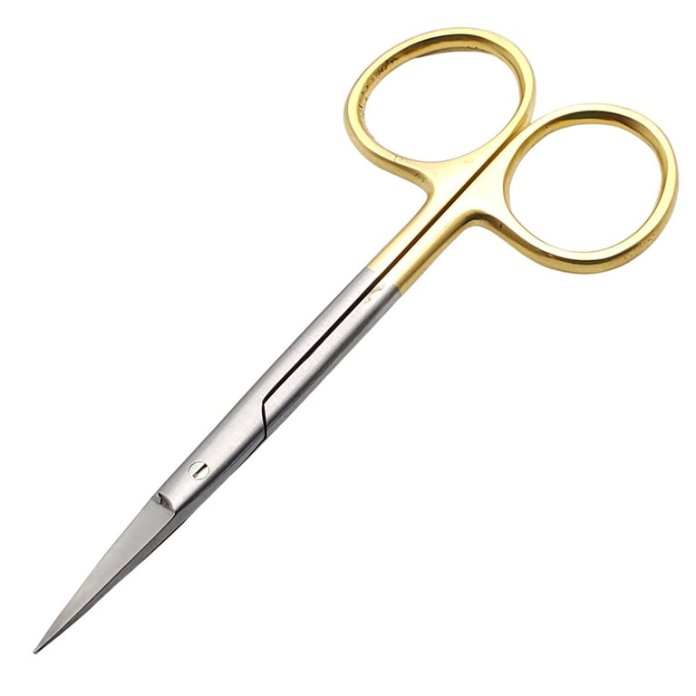 Artman Instruments 4.5" Stainless Steel Surgical Scissors, Straight, 1/Pk. Features a gold-plated