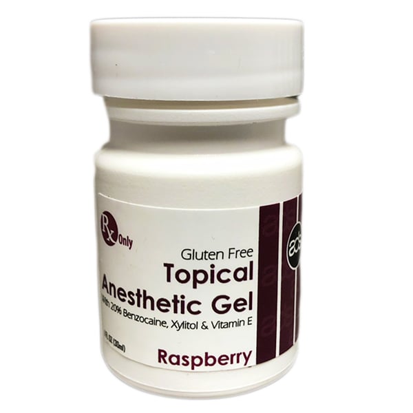 ADS Topical Anesthetic Gel - RASPBERRY, 1 oz jar. Benzocaine 20%, fast-acting with no systemic