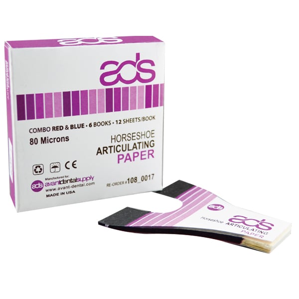 ADS Articulating Paper Horseshoe (80 microns) Blue/Red, 6 books x 12 sheets (72 sheets)