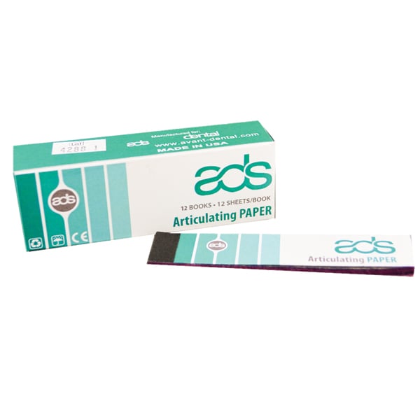 ADS Articulating Paper XX-Thin (32 micron) Blue Straight, 12 books x 12 sheets (144 sheets)