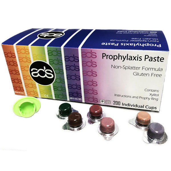 ADS Prophy paste cups with 1.23% Fluoride Ion, coarse grit, assorted flavors, splatter-free