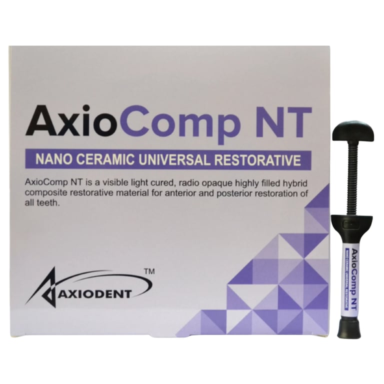 AxioComp NT Light Cured Nano Ceramic Universal Composite, Shade A2, 4g Syringe, 1/Pk. Features