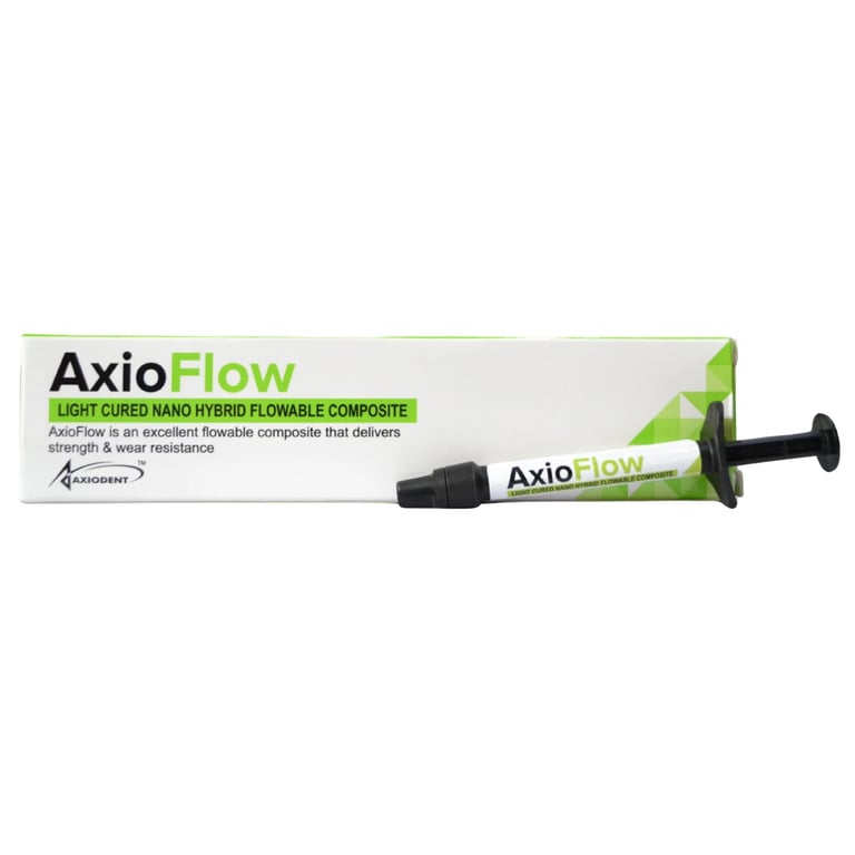 AxioFlow Light Cured Nano Hybrid Flowable Composite, Shade A2, Regular Pack, 1/Set. Includes: 1 x