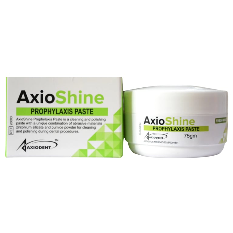 AxioShine Fluoride Prophy Paste, Fine Grit, Fresh Mint, 75g, 1/Pk. Delivers an oil-free