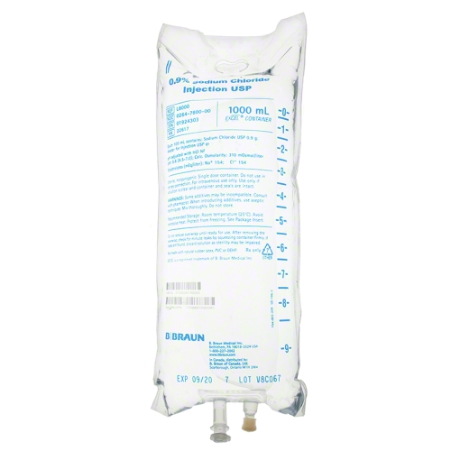 B. Braun 0.9% Sodium Chloride Solution Injection, 1000 ml Plastic Bag