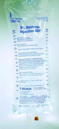 B. Braun 5% Dextrose in Water 1000 ml Plastic Bag