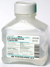 B. Braun Normal saline 0.9% sodium chloride irrigating solution, single 500 ml bottle of solution