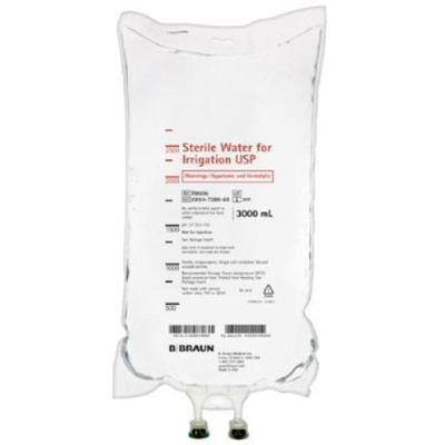 B. Braun Sterile Water for Irrigation, 3000 mL bag. Sterile Water of Irrigation USP is a sterile