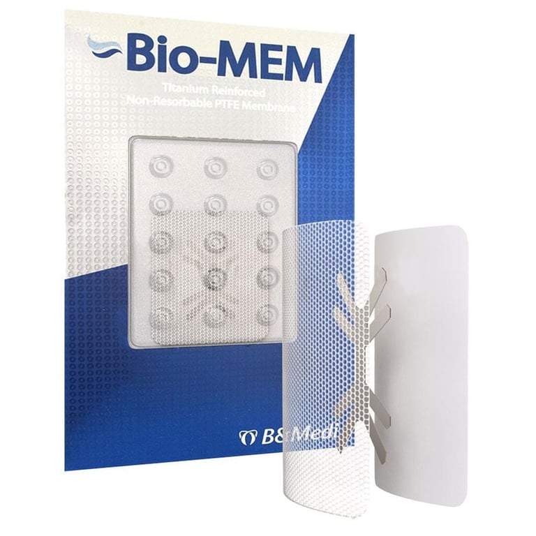 Bio-MEM Non-Resorbable PTFE Membrane Barrier, 20mm x 25mm, Sterile, 1/Pk. Titanium-reinforced