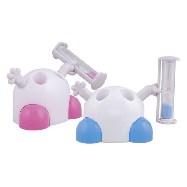 BADER Brush Holder with Hourglass Brushing Timer, Assorted Colors, 20/Pk. Rotating arm with sand