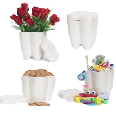 BADER Ceramic Tooth Shaped Container, 8.5" H x 6.5" W x 6.5" D, 1/Pk. High quality ceramic. Great
