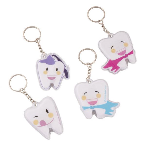 BADER Light Up Tooth Shaped Keychain, Assorted, 20/Pk. Made of high-quality plastic and features