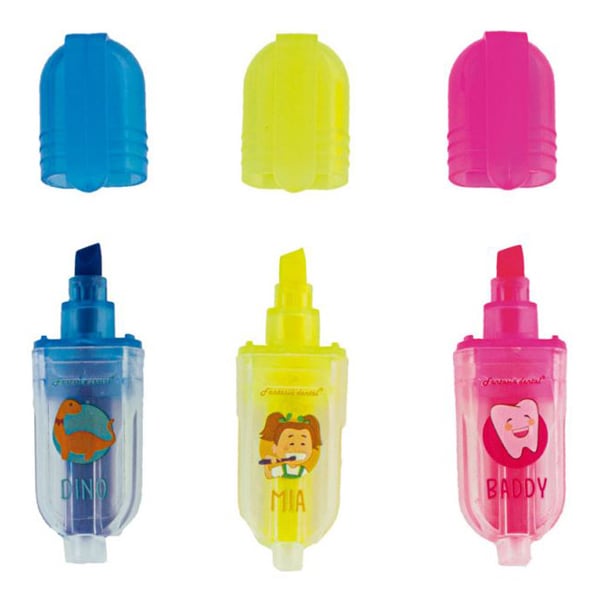 BADER Mini Scented Highlighter, Assorted Colors, 20/Pk. Has images of characters: Mia, Dino