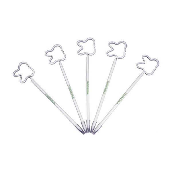 BADER Molar Shaped Ball Point Pen, 20/Pk. Fun and functional white pens with blue ink. Made