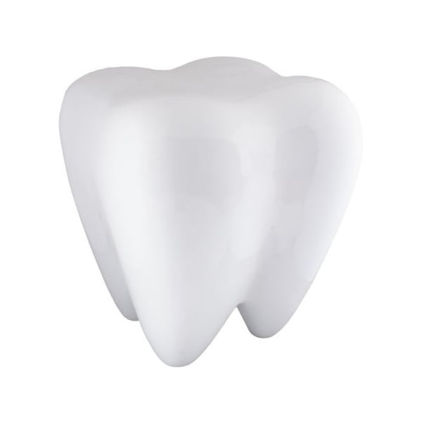 BADER White Giant Molar Shaped Waiting Room Stool, 18" H x 16" W, 1/Pk. Supports 240 lbs. Helps