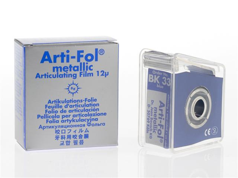 Arti-Fol Metallic Blue One-Sided Shimstock-Film, 12 microns, 22 mm x 20 m Roll in Dispenser