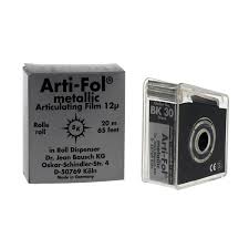 Arti-Fol Metallic Black One-Sided Shimstock-Film, 12 microns, 22 mm x 20 m Roll in Dispenser