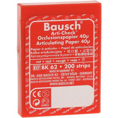 Bausch Arti-Check Micro-Thin .0016" (40 microns) RED Articulating Paper, 200 Pre-Cut Strips