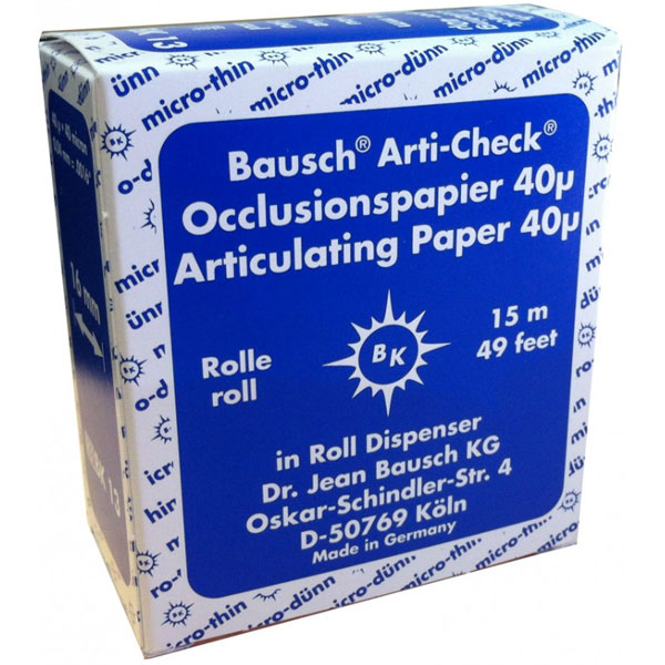 Bausch Arti-Check Micro-Thin .0016" (40 microns) BLUE Articulating Paper, 16 mm x 15 meter Roll