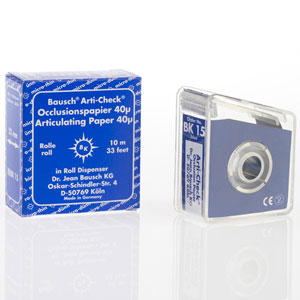 Bausch Arti-Check Micro-Thin .0016" (40 microns) BLUE Articulating Paper, 22 mm x 10 meter Roll