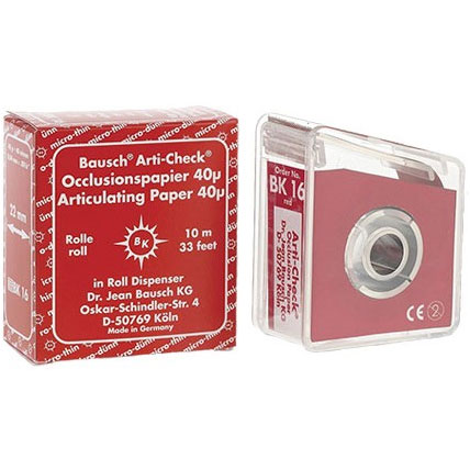 Bausch Arti-Check Micro-Thin .0016" (40 microns) RED Articulating Paper, 22 mm x 10 meter Roll