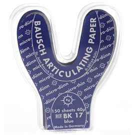 Bausch Arti-Check Micro-Thin .0016" (40 microns) BLUE Horseshoe Articulating Paper Strips, 150