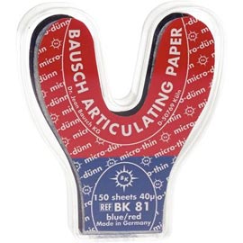 Bausch Arti-Check Micro-Thin .0016" (40 microns) RED/BLUE Horseshoe Articulating Paper Strips, 150