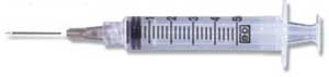 BD Luer-Lok 5 mL Syringe with 18 G 1-1/2" Blunt Fill Needle. Detachable. Box of 100 Syringes