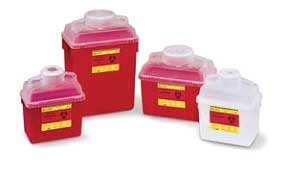 BD Nestable Sharps Containers 24 Quart (6 Gallon), Red Base with Natural Top, Large Funnel Entry