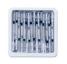 BD PrecisionGlide 1 mL Allergist Tray with 27 G x 1/2" Permanently Attached Needle. Regular Bevel