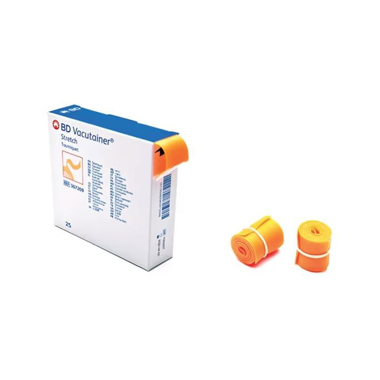 BD Vacutainer EXPORT PACKAGE Stretchable Medical Tourniquet Strap, 1" x 18", 25/Box, 500/Case