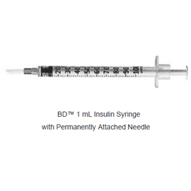 BD 1 cc U-100 Insulin Syringe With 28 G x 1/2" Pe