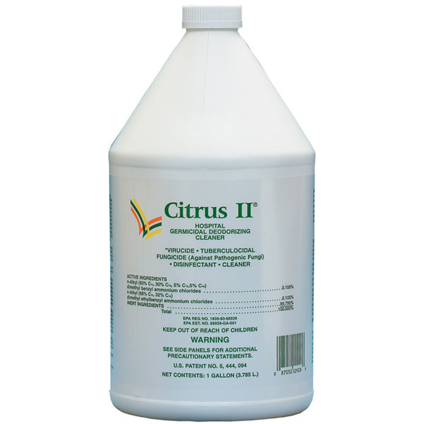 Citrus II 4 x 1 Gallons. Germicidal Deodorizing Cleaner. Cleans, Deodorizes and Disinfects