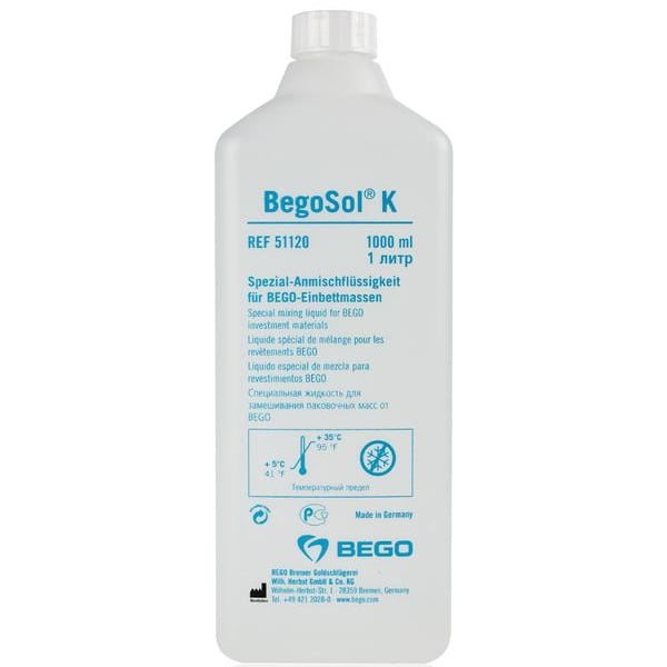 BegoSol K, 1 Liter Bottle. Special Mixing Liquid (frost-sensitive) for WiroFine, BellaStar XL